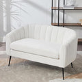 50.2 Small Sofa Couch for Small SpacesModern Chenille Loveseat CouchesOval 2 Seater Sofas with Black Metal Legs for ApartmentDormStudioBedroomRV. (Ivory with Metal Legs 50.2)