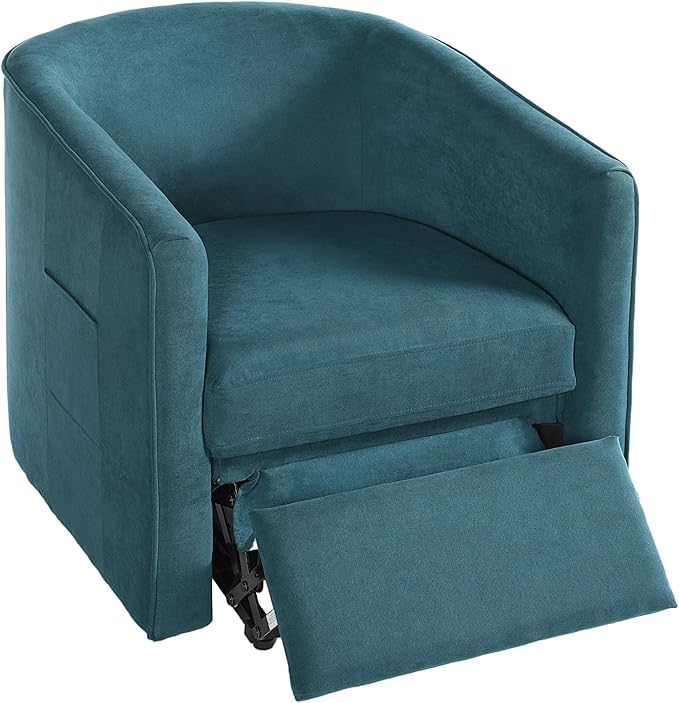 Power Lift Recliner Chair for Seniors Barrel Shape Recliner Chair with Footrest and Side Pocket Curved Armrests Lift Assist Lounge Chair Electric Lift Chair for Living Room (Blue12)