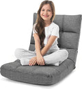 ERGOMASTER Floor Gaming Chair with Back Support 14 Adjustable Positions Folding Recliner Alloy Steel Frame High Resilience Sponge &amp Linen Fabric Couch Recliner for Playing Reading for Adults Kids