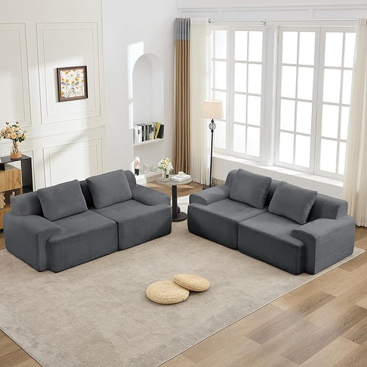 KIGOTY Modular Sectional Sofa 4 PCS Comfy Cloud Sectional Couch with Deep Seat Corner Sofas Modern Boneless Couch for Living Room No Assembly RequiredGrey