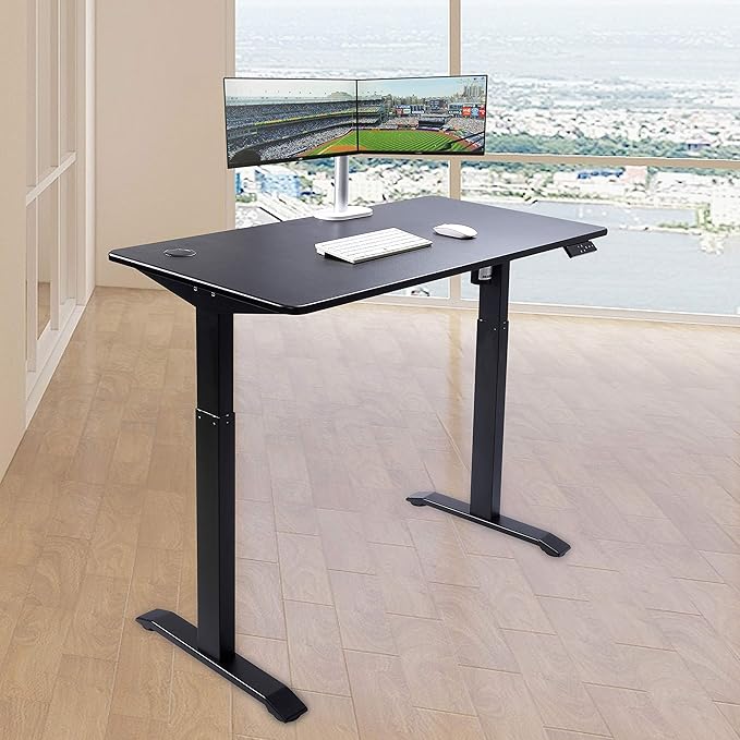 UNICOO Electric Height Adjustable Standing Desk Electric Standing Workstation Sit Stand Home Office Desk Gaming Table Whole-Piece Desktop Board 48 * 24 in (KT1001-BB)