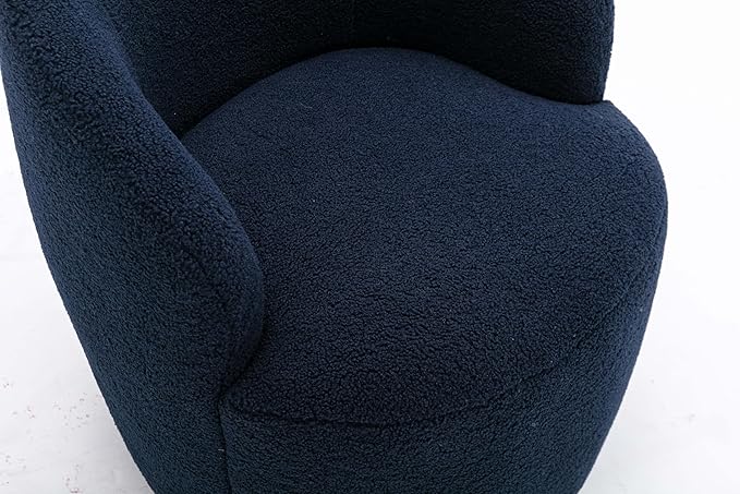 360° Blue Teddy Swivel Accent Chair for Living Room Small Round Swivel Chairs with Metal Base for BedroomBarrel Chairs for Bedroom Corner Or Small Spaces Cozy (Dark Blue)