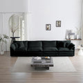 146.5 Sectional Sofa Couch for Living Room Modern Upholstered Sofa 4 Seater Couch with Pillows Deep Seat Sofa Furniture for Apartment Office Chenille Fabric Black