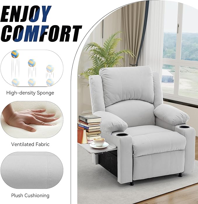 WENTMENT Recliner Chair for Living Room Massage Reading Sofa Adjustable Modern Reclining Chair for Living RoomWhite