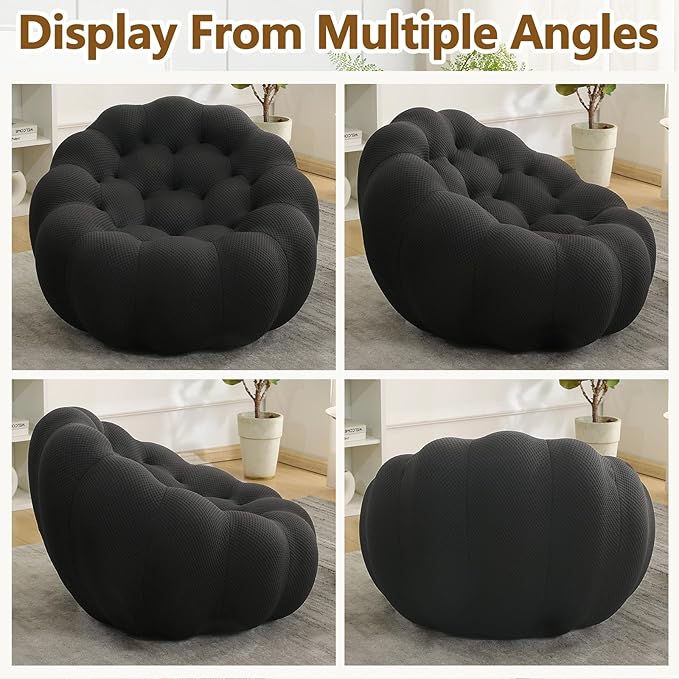 Bean Bag Chairs for Adults/Teens Reading Corner Chair Orange Beanbag Chair for Bedroom Living Room Small Comfy Chairs for Living Room Small Space No Assembly Required (Black)