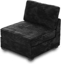 HOOOWOOO Modular Sectional Sofa Couch Matching Middle Seat(Black Velvet Corduroy)