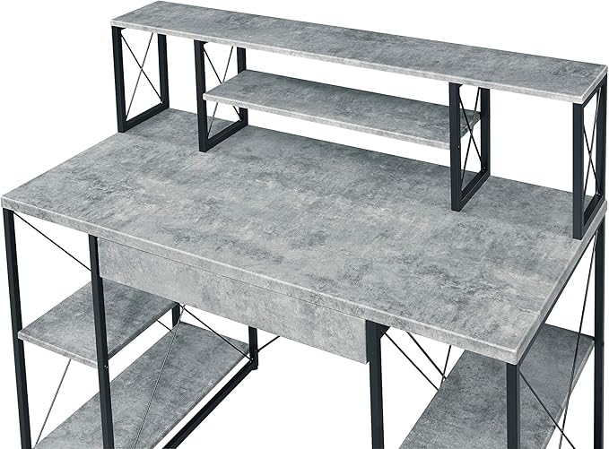 All-Purpose Gray Writing Desk - Compact Computer Desk for Home Office