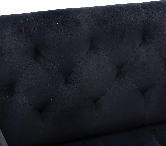 Modern Accent Chair Upholstered Single Sofa Arm Chair for Living Room and Bedroom Upholstered Comfy Armchair Chair with Solid Tapered Metal Legs (Black)