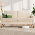 WEUP 68 Loveseat Sofa Beige Corduroy Couch Mid Century Modern Love Seat Couches for Living Room Small Loveseat for Bedroom Office Comfy Sofa with Spring Cushion Solid Wood Tool-Free Assembly