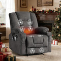 Recliner Chair with Massage and HeatChenille Recliner Sofa Chairs for AdultsWall Hugger Recliners for Living Room Reclining Armchairs with Cupholders Dark Gray
