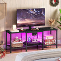 HOOBRO TV Stand with Charging Station to 55 Inches LED Entertainment Center Media TV Console Table with Open Storage Shelving for Living Room Bedroom Black BB122UDDS01