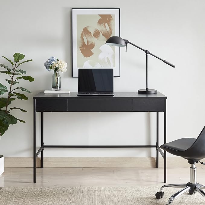 Evans 47.75'' Wide Rectangular Writing Desk in Black