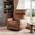 GAOMON Power Recliner Chair Swivel Glider Faux Leather Upholstered Nursery Rocker Reclining Sofa Chair with Charging Port Curved Armrests &amp Padded Backrest for Living Room and Bedroom (Light Brow