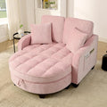 DEINPPA Oversized Accent Sofa Chair with Storage Ottoman Chenille Upholstered Comfy Chair with Throw Pillows for Living Room Reading Room Bedroom-Pink