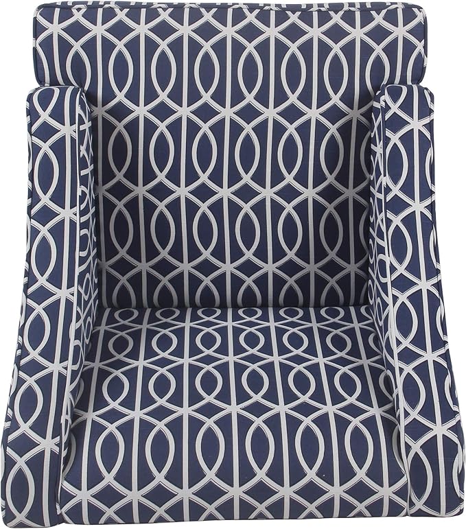 Homepop Home Decor Upholstered Classic Swoop Arm Accent Chair Accent Chairs for Living Room &amp Bedroom Decorative Home Furniture Blue Trellis