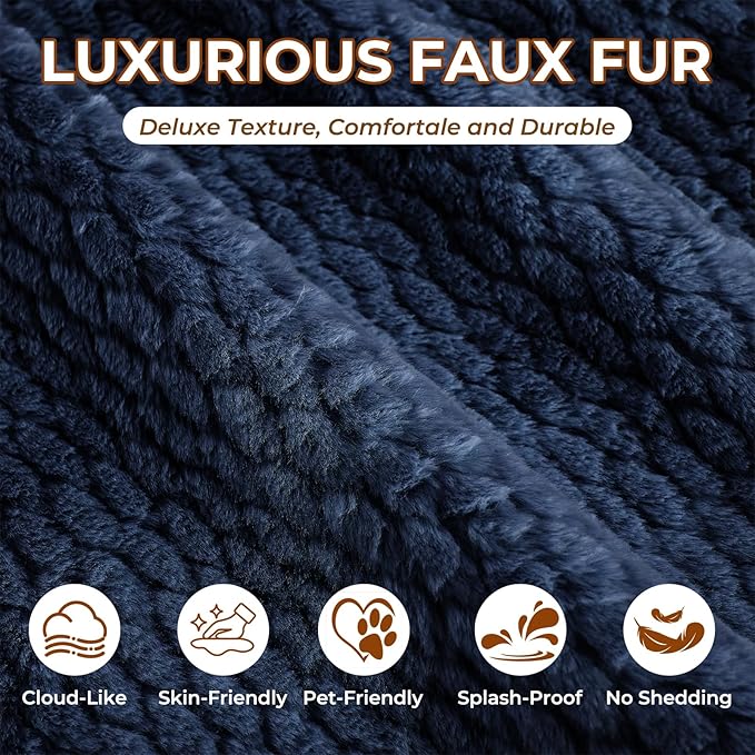 Avenix 66 Boneless Oversized Chaise Lounge Chair Indoor Boneless Chaise Lounge Chairs Cloud Sleeper Sofa Couch Bed with 3 Pillows for Living Room Fluffy Boneless Oversized Reading Chairs Dark Blue
