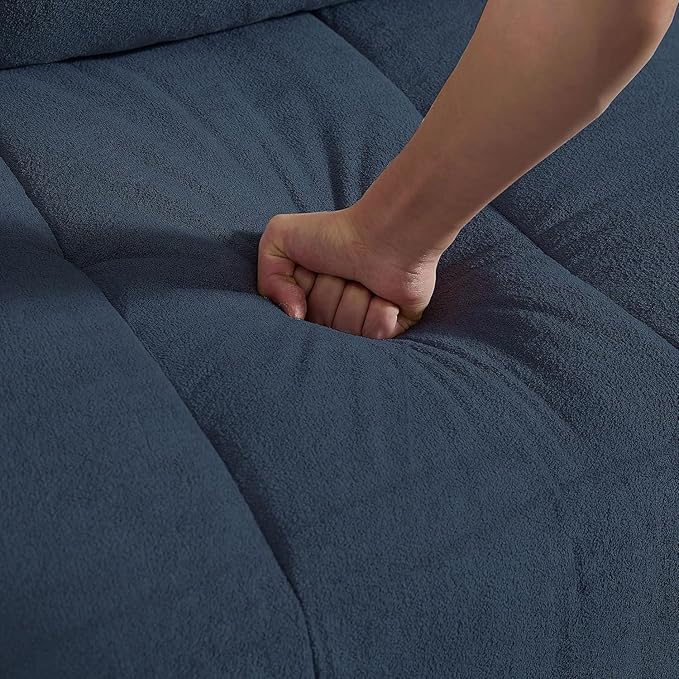 Convertible Sectional Sofa Couch 102 L Shaped Couch with Back Cushions Modern Upholstered Fabric 6-Seat Reversible Sofa Set for Living Room Apartment Office Blue