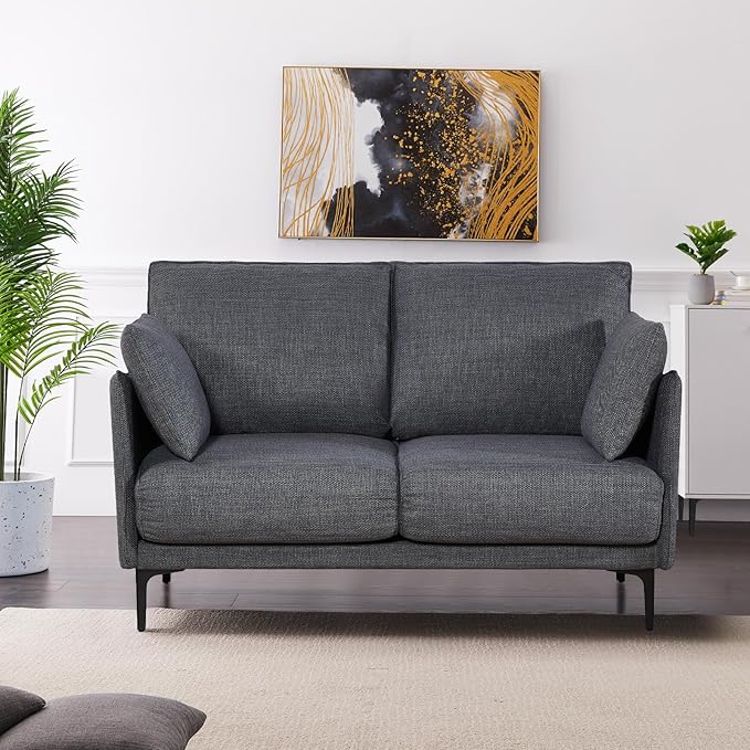 53 Loveseat Sofa Small Couch Fabric Upholstered 2-Seat Sofa with USB Port for Small Place Apartment Living RoomOffice(Grey)