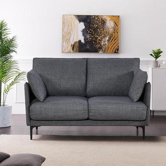 53 Loveseat Sofa Small Couch Fabric Upholstered 2-Seat Sofa with USB Port for Small Place Apartment Living RoomOffice(Grey)