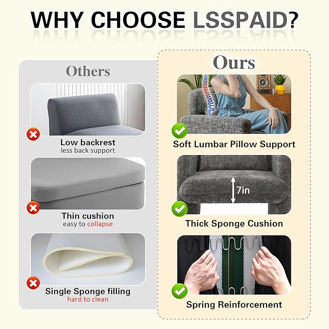 LSSPAID Modern Accent Chairs Chenille Fabric Armchairs for Living Room Comfy Upholstered Leisure Single Sofa Chair with Lumbar Pillow for Bedroom Balcony Office (Charcoal Set of 1)