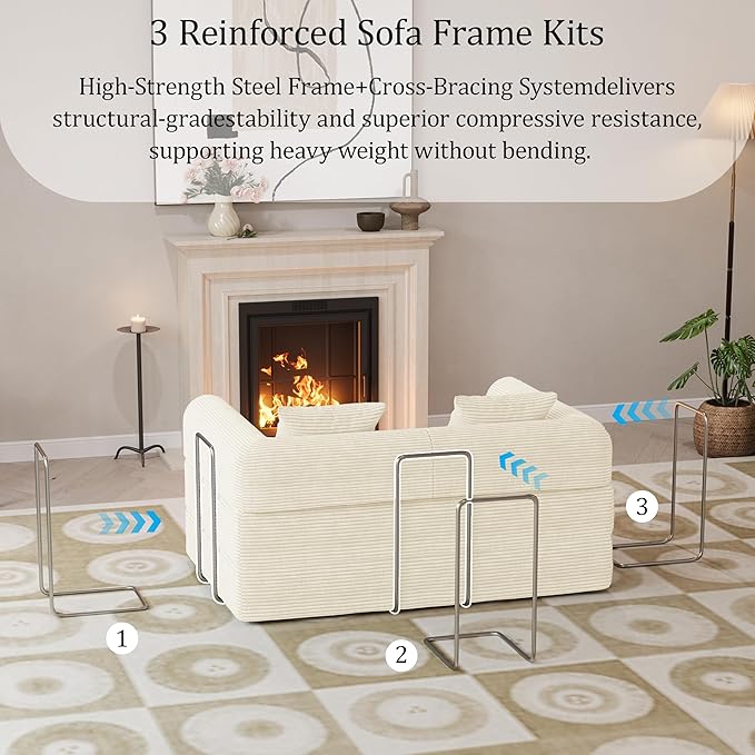 HouseMila 53.15 Convertible Sofa Bed4-in-1 Futon Sofa Bed Modular Loveseat Sleeper Folding Pull Out Couch with Pillows No Assembly Required Boneless Couch for Living Room Bedroom Guest RoomBeige