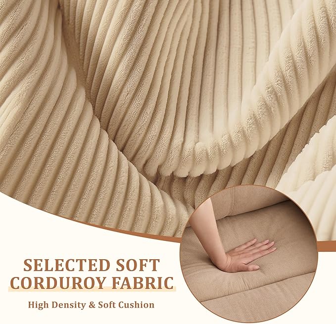 Recliner Chairs Small Recliners for Small Spaces Manual Recliner for Adults with Side Pockets Adjustable Overstuffed Comfy Corduroy Reclining Chair for Living Room Bedroom Reading Khaki