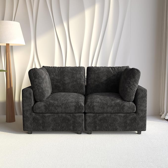 WJShome Cloud Sectional Couches for Living Room67 Convertible Love Seat 2 Seater Modular Sectional SofaDeep Seater Furniture SetsBlack