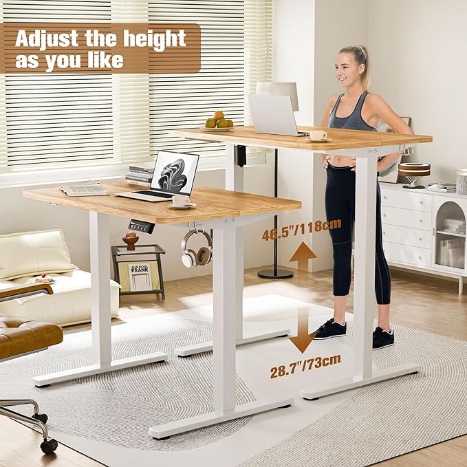 ERGOMAKER 35 Electric Standing Desk Adjustable Height Sit Stand Up Desk for Home Office &amp Computer Workstations Memory Controller Light Rustic Brown