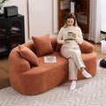 65 Curved LoveseatDeep Seat Cloud Floor Couch with 3 BackrestCozy Chenille FabricSmall Loveseat for Small SpacesBedroomOfficeApartment (Coral 65 Inch)