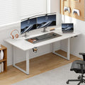 63x30 Inch Adjustable Standing Desk with 4 Legs Stand up Desk Features a Spacious Rectangular Top Dual-Motor Lift and Memory Presets (28-46Inch) for Home Offices or Computer Workstations White
