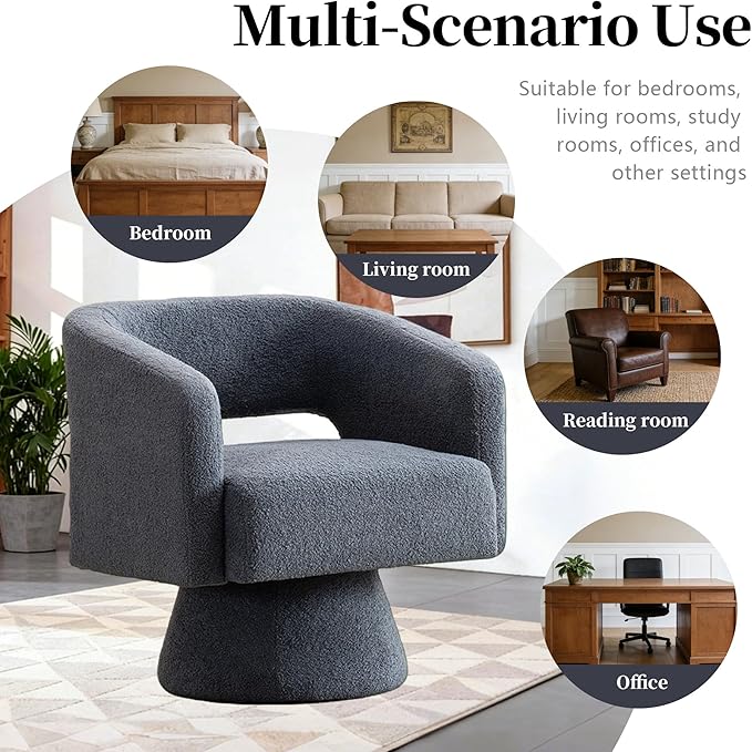 Accent Barrel Chair Set of 2 Modern Teddy Bear Velvet Club Chair 360° Swivel Degree Dressing Chair Suitable for Living Room Reading Room Bedrooms Office Blue