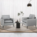 TYBOATLE Accent Chair Set of 2 Grey Leather Accent Chair Comfy Living Room Chair Cozy Reading Sitting Chair Mid Century Modern Accent Chairs Arm Reception Chairs Office Furniture