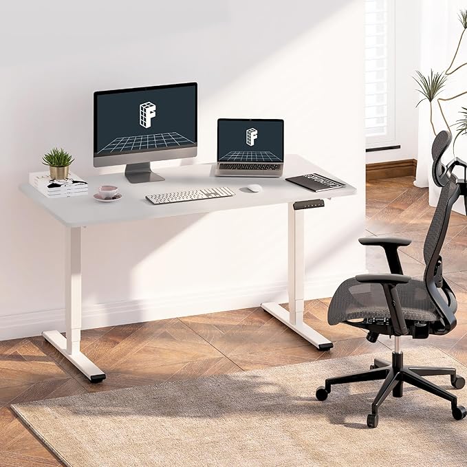 FLEXISPOT E6 3-Stage Dual Motor Electric Standing Desk 48 x 24 Sit Stand Up Desk Holds 220 lbs Adjustable Height w/Memory Presets One-Piece White Desktop &amp White Frame Ships in 2 Boxes