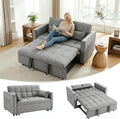 70 3-in-1 Velvet Sleeper Sofa Bed Convertible Pull Out Couch w/Adjustable Back Armrests &amp Storage. Modern Black Futon for Living Room Bedroom Small Space - 2 Pillows Included Grey