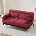 Merax Modern Loveseat Sofa 59 Sofa Couch 2-Seater Sofa with Flexible USB Ports Unique Cylindrical Armrests for Living Room Red