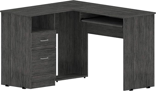 Space-Saving L-Shaped Desk with Drawers and CPU Shelf - Home Office Furniture