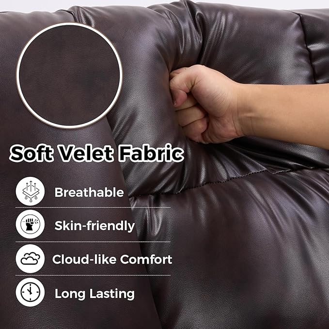Power Lift Recliners with Massage and Heat for Elderly Electric Lifting Recliner Chair with Cup Holders &amp USB Port Faux Leather Reclining Sofa with Side Pocket for Living Room Brown