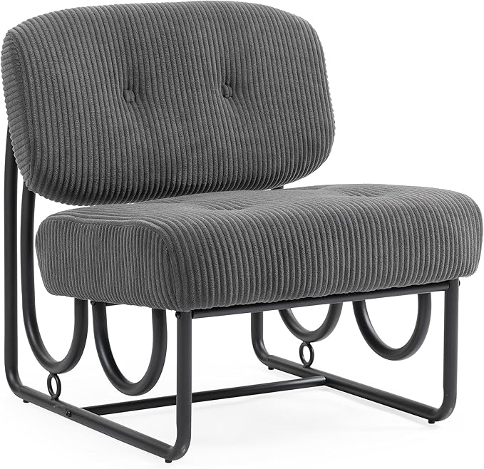 Comfy Accent Chair Mid Century Inspired Decorative Chair with Thick Padding Modern Accent Chairs for Lounge Office and Living Room Durable Iron Construction Gray