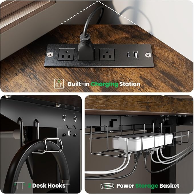 SIAGO L-Shaped Standing Desk - 75 x 63 Inch Adjustable Corner Standing Desk with Charging Station - L Shape Sit Stand Table with Memory Controller Splice Board for Home Office