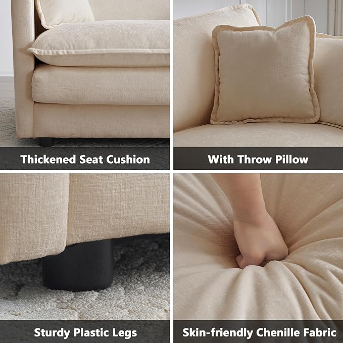 mikibama Luxury Oversized 3 Piece Sofa Set 2 Pieces of 2 Seater and 1 Piece of 3 Seater Sofa Modern Chenille Comfy Cloud Couches Set with 13 Pillow for Living Room Office Light Coffee