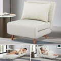 3 in 1 Sleeper Chair Bed Foldable Convertible Chair with Thickened Cushion and Sponge OTE Chenille Fabric Adjustable Backrest Upholstered Accent Sofa for Apartment/Bedroom/Office - Beige White