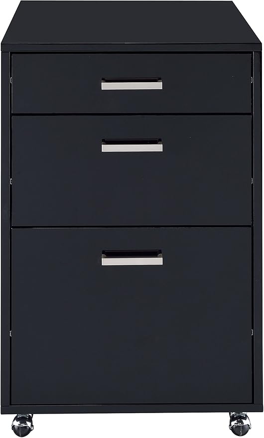 3 Drawer Small File Cabinet with Lock Under Desk Locking Storage Drawers Organizer for Home Office Filing CabinetsBlack