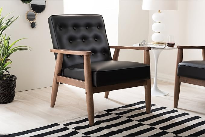 Baxton Studio BBT8013-Black Chair armchairsWood Black