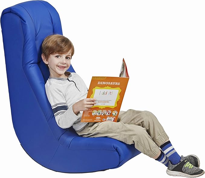 Factory Direct Partners Soft Tufted Floor Rocker - Cushioned Ground Chair for Kids Teens and Adults - Great for Reading Gaming Meditating TV - Blue 10488-BL
