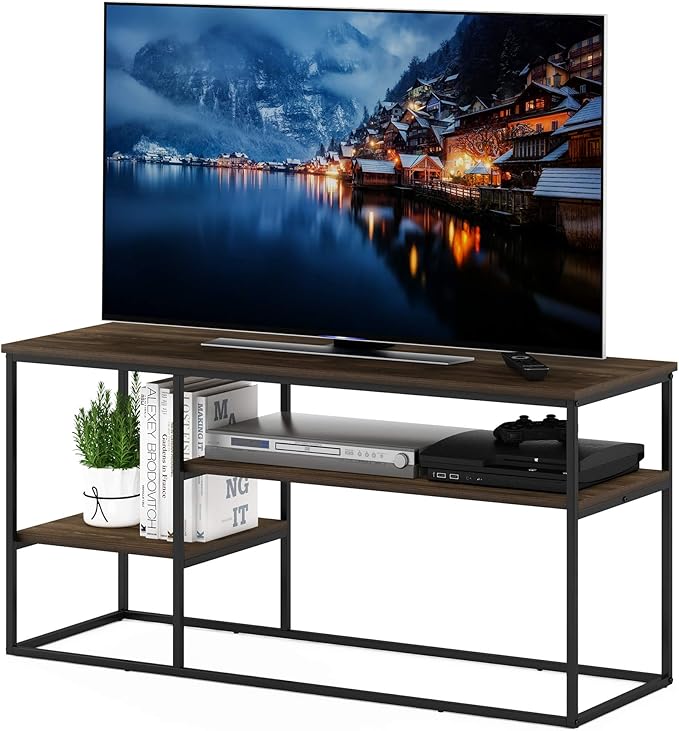 FURINNO Moretti Modern Lifestyle TV Stand Columbia Walnut