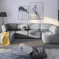 BALUS 120 Sectional Sofa for Living RoomU Shaped Modular Sofa Couch with Ottoman 6-Seat Oversized Sleeper Sofas Deep Seat for Apartment Home OfficeLinen Fabric Light Gray