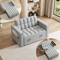 65 Modern Velvet Double Sofa 3 in 1 Foldable Computer Desk Sofa Bed with Adjustable Backrest Storage Bag and Pillow Hidden Living Room Laptop Desk with USB Port (Light Gray)