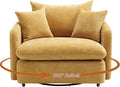 360 Degree Swivel Accent Chair Oversized 37.8 inch Extra Wide Barrel Swivel Chairs with Deep Seat for Living Room Club Reading Bedrooms Yellow