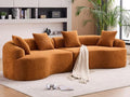 KEIKI Curved Chenille Modular Sectional Couches with Pillows 4 Seater Oversized Upholstered Luxury Plush Cloud Sofa for Living Room Apartment Full Compression Sponge