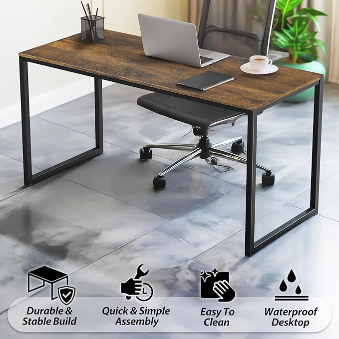 SHW Mission 48-Inch Home Office Computer Desk Rustic Brown